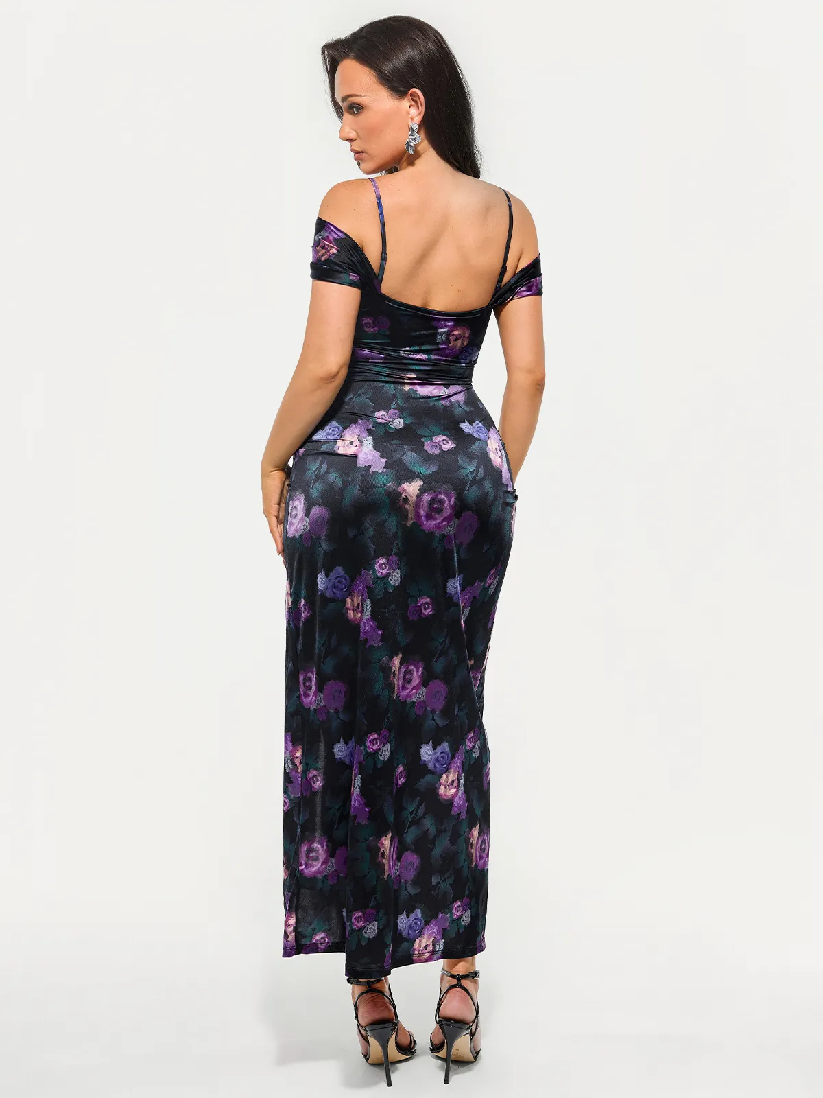 Shapewear Off Shoulder Shine Ruched Sculpting Maxi Dress - Image 37