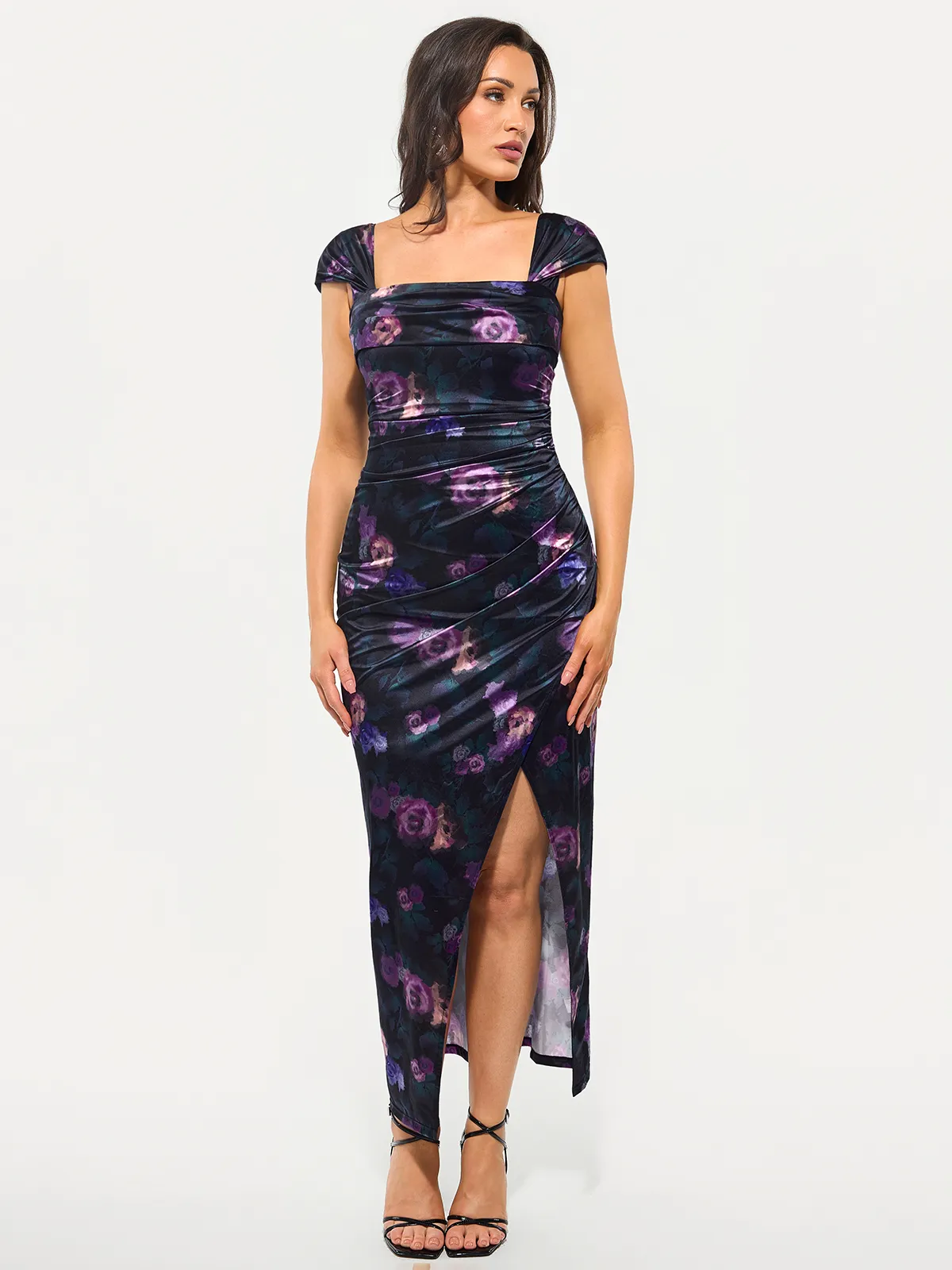 Shapewear Off Shoulder Shine Ruched Sculpting Maxi Dress - Image 40