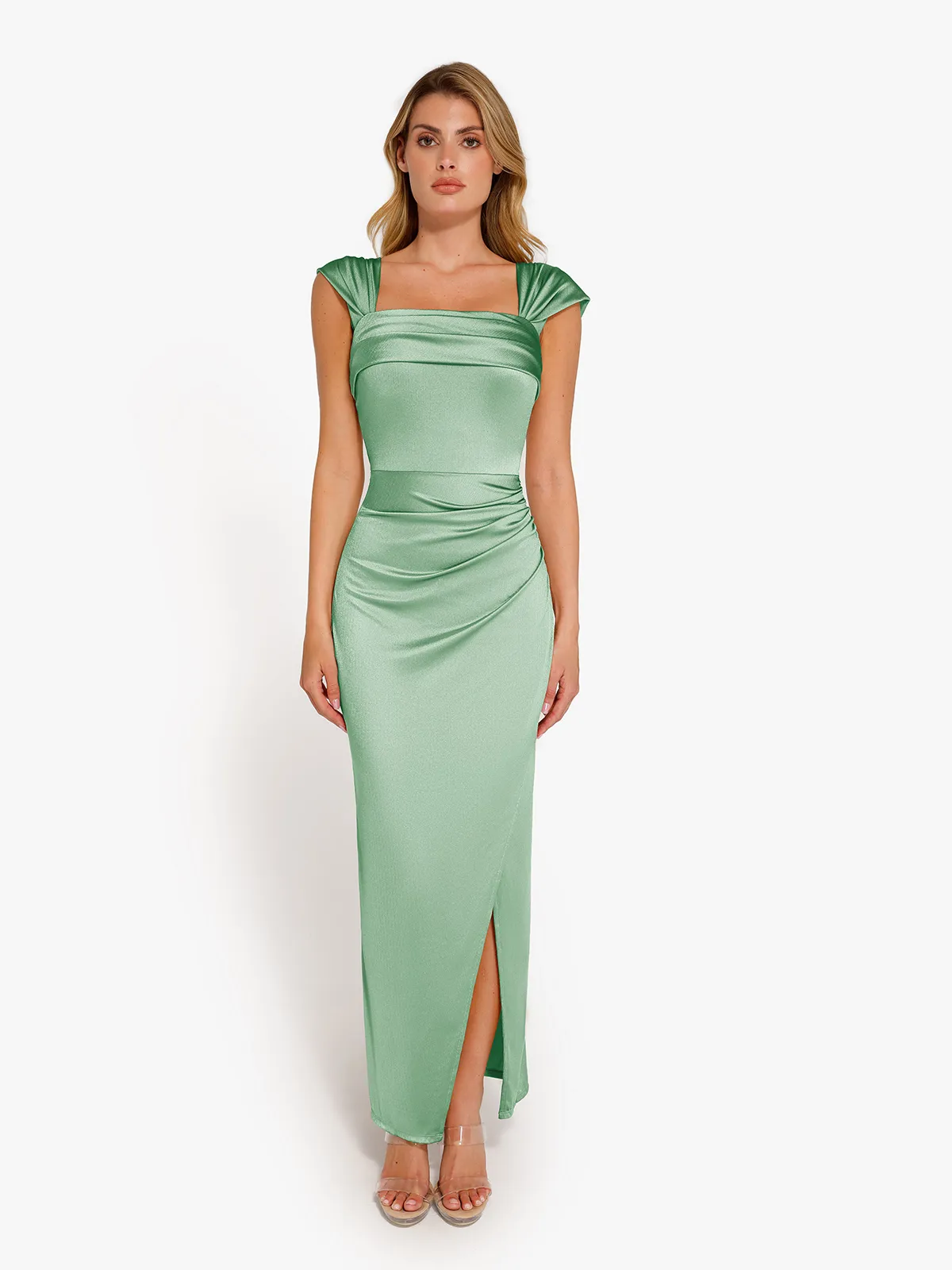 Shapewear Off Shoulder Shine Ruched Sculpting Maxi Dress - Image 61
