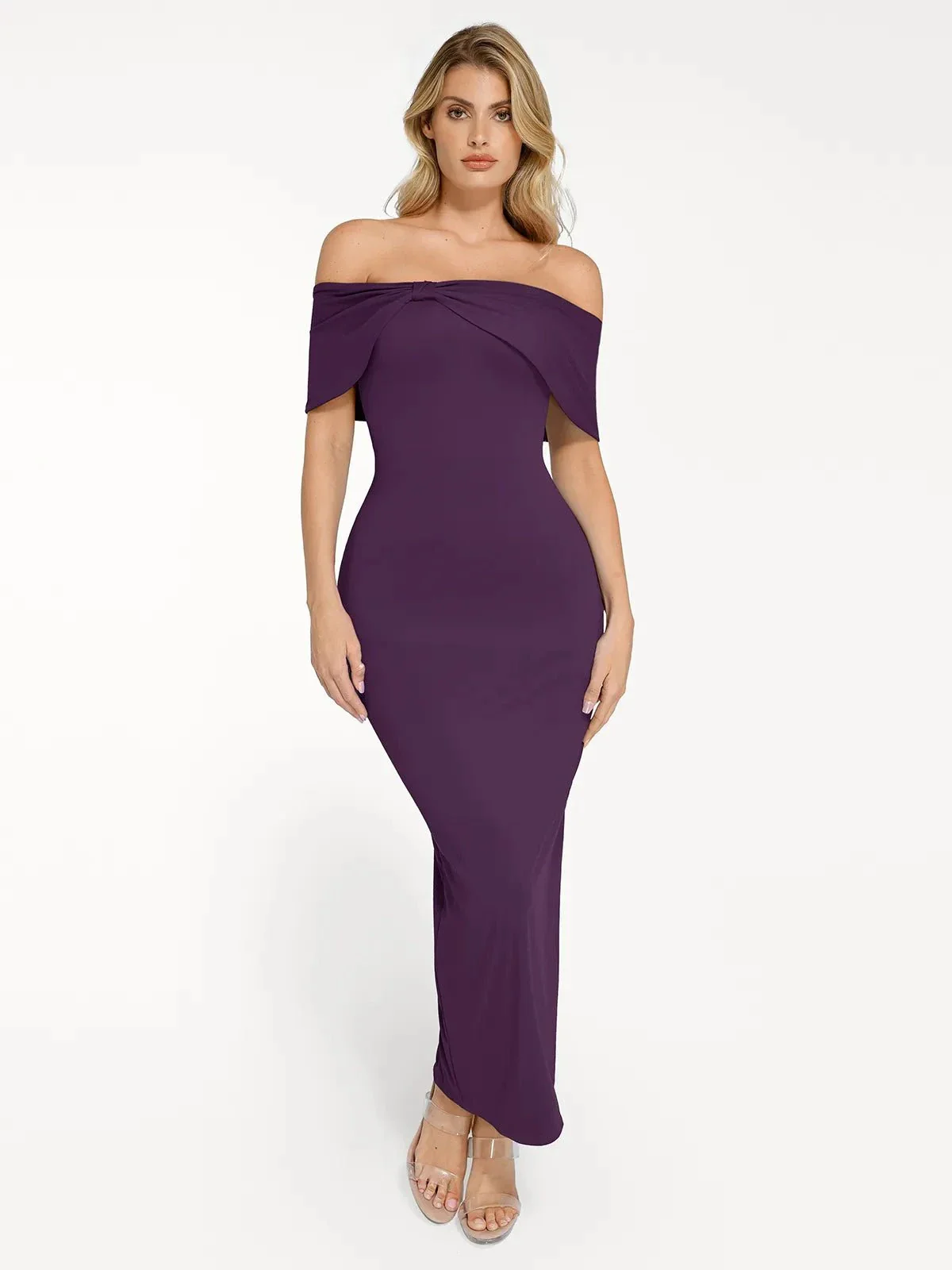 Shapewear Off-the-Shoulder Slim Column Maxi Dress - Image 16