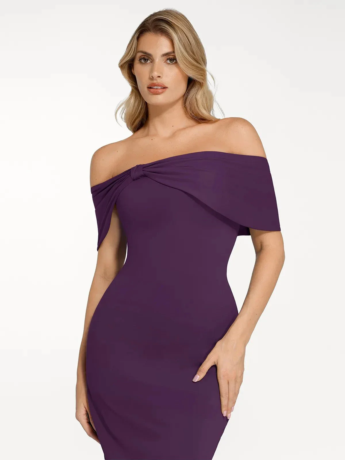 Shapewear Off-the-Shoulder Slim Column Maxi Dress - Image 21