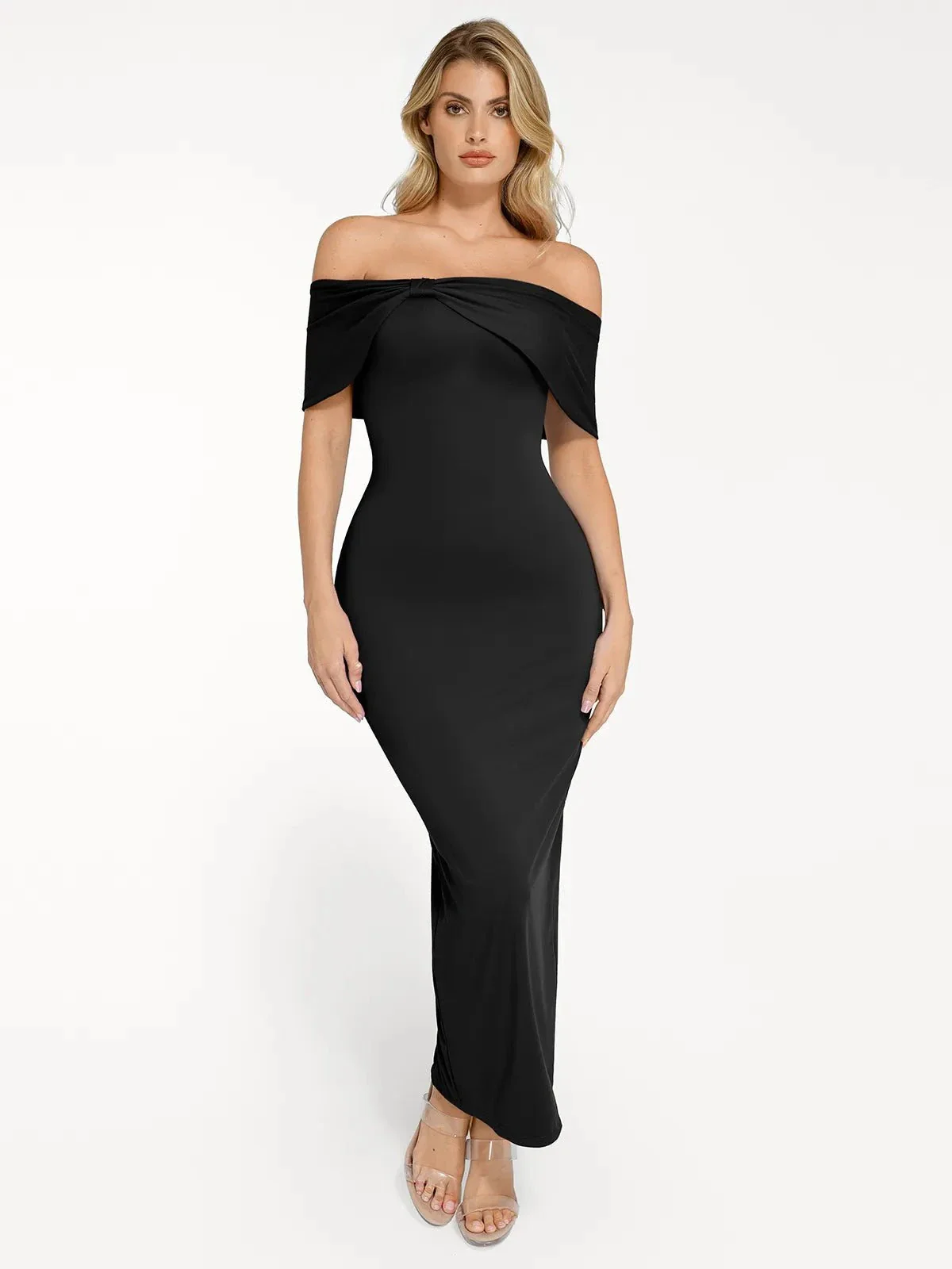 Shapewear Off-the-Shoulder Slim Column Maxi Dress - Image 24