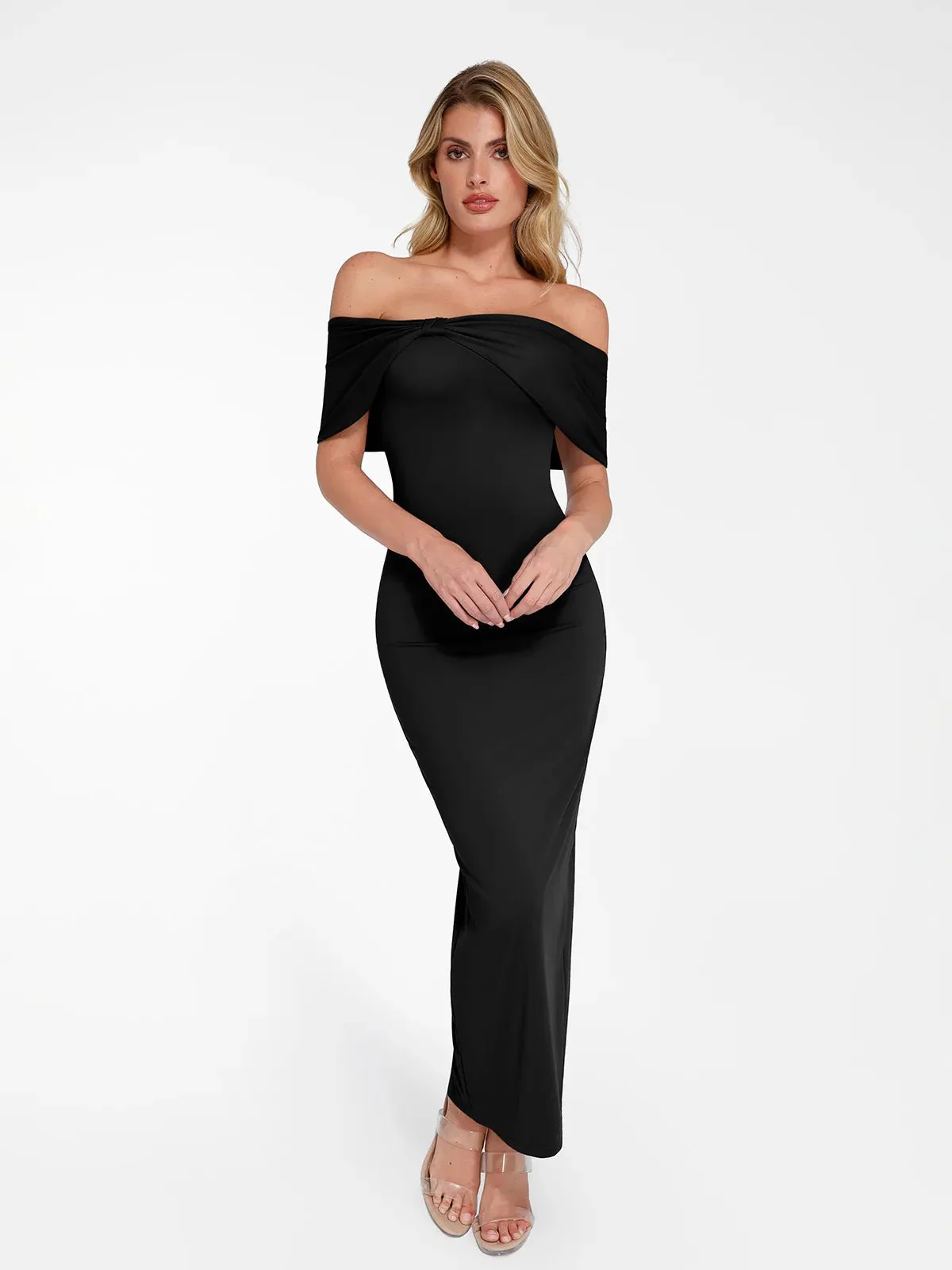 Shapewear Off-the-Shoulder Slim Column Maxi Dress For Insiders - Image 13