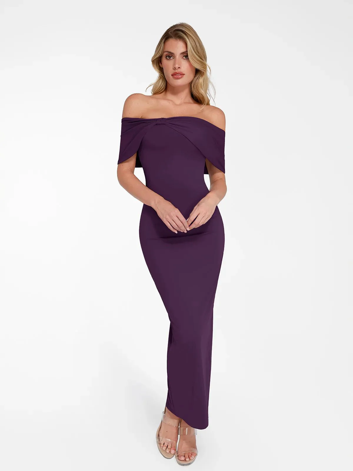 Shapewear Off-the-Shoulder Slim Column Maxi Dress For Insiders - Image 29