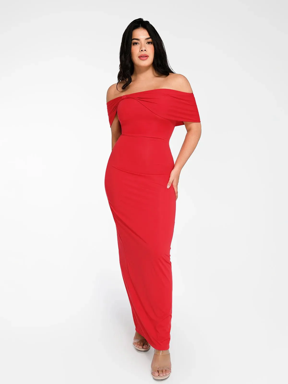 Shapewear Off-the-Shoulder Slim Column Maxi Dress For Insiders - Image 6