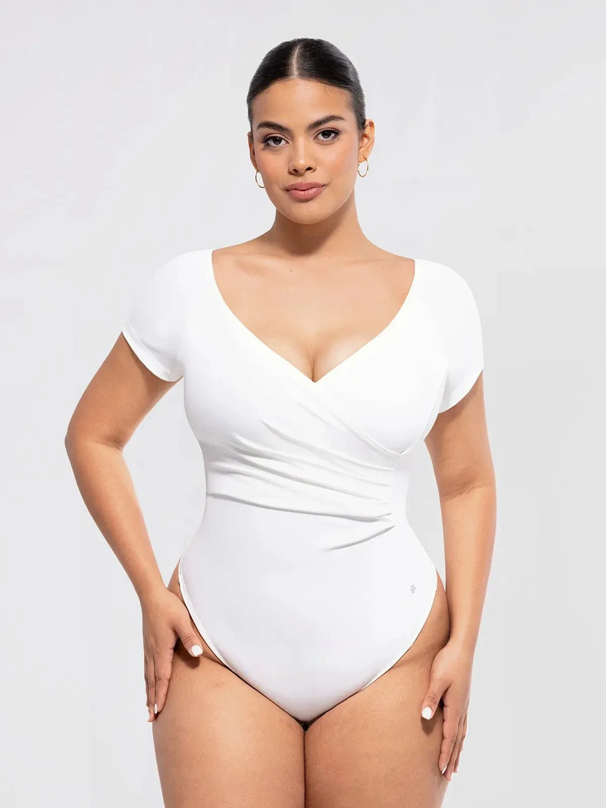 Shapewear Portrait Neckline Draped Sculpting Bodysuit - Image 13
