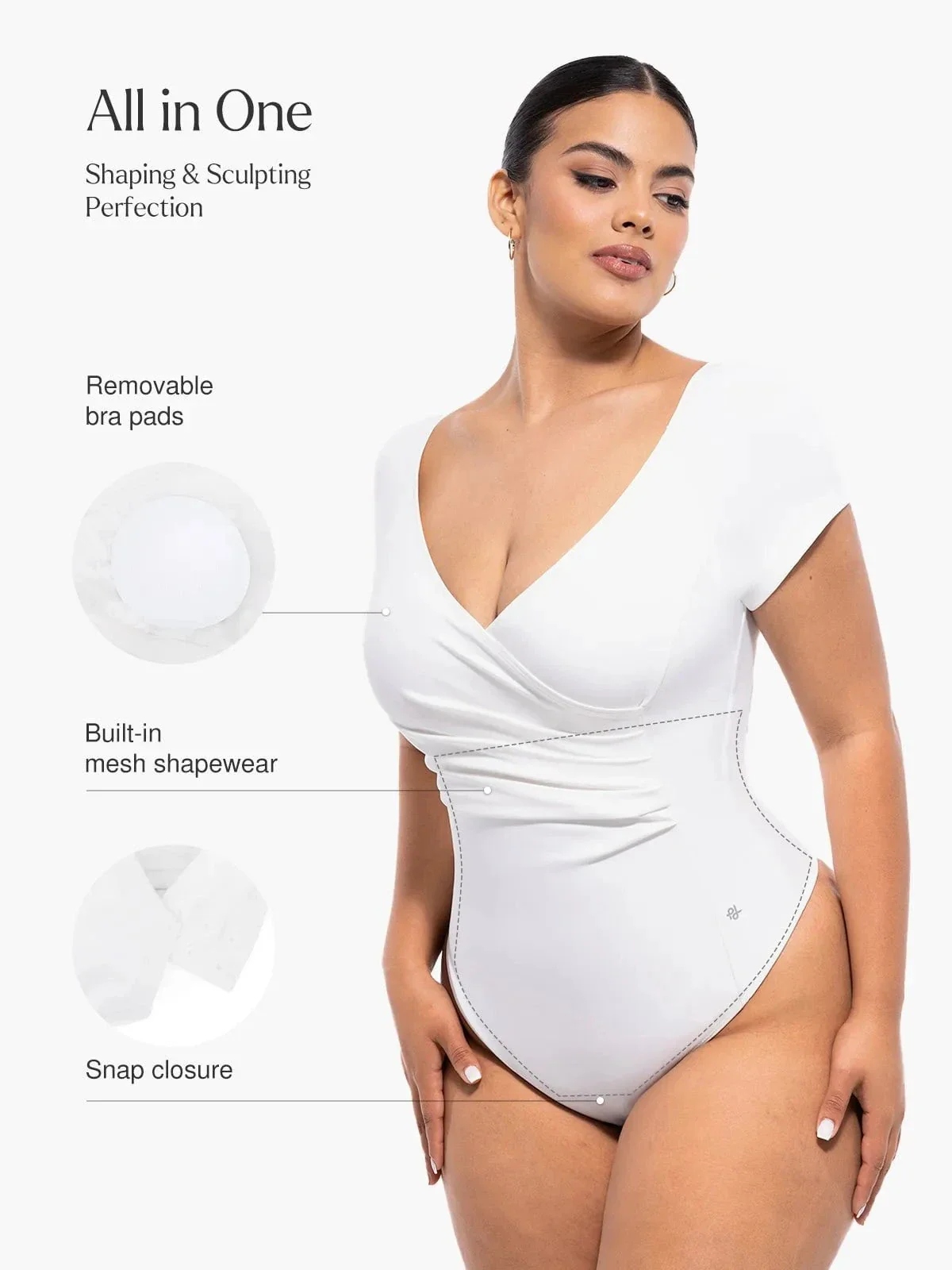 Shapewear Portrait Neckline Draped Sculpting Bodysuit - Image 14
