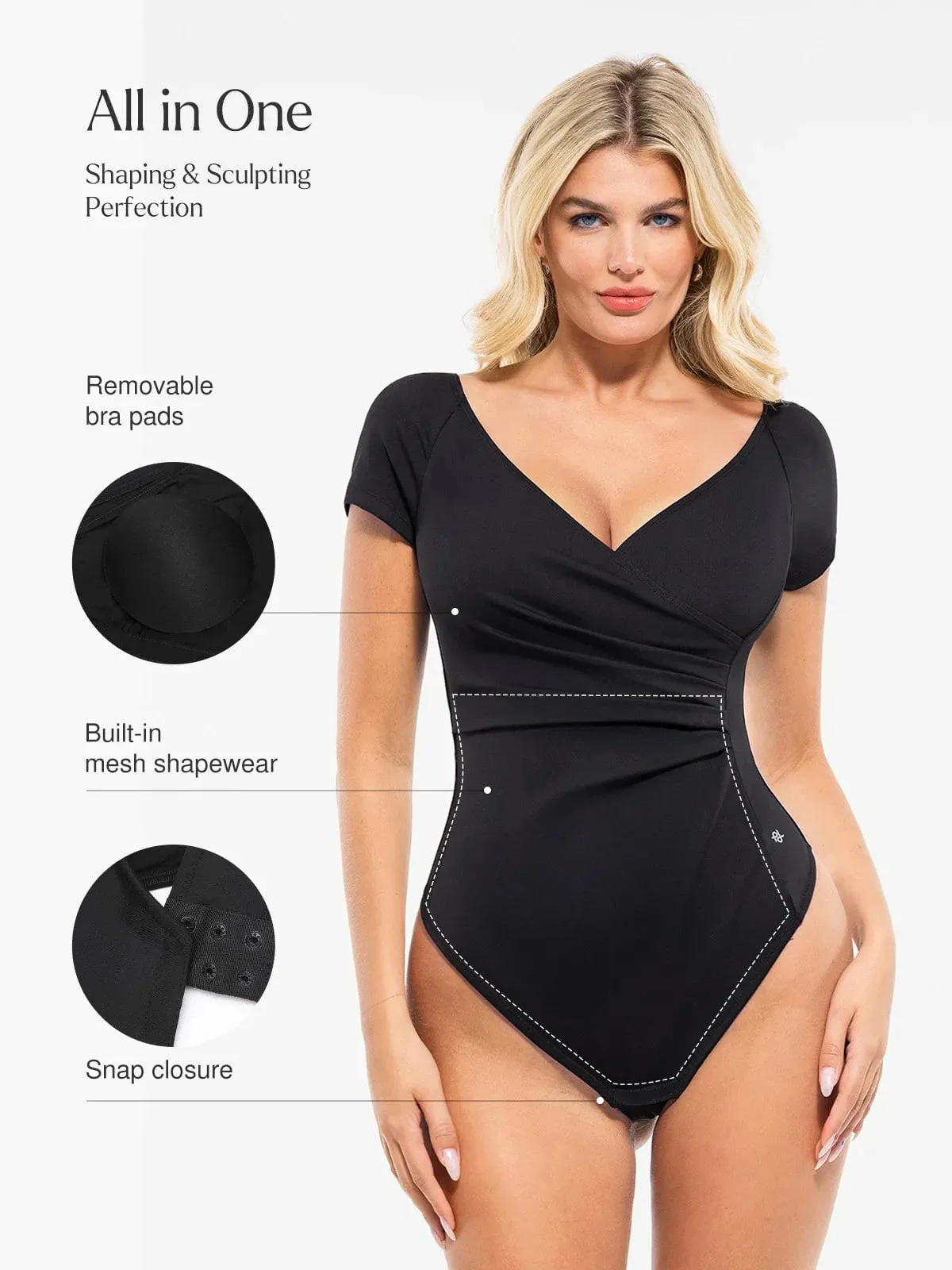 Shapewear Portrait Neckline Draped Sculpting Bodysuit - Image 2
