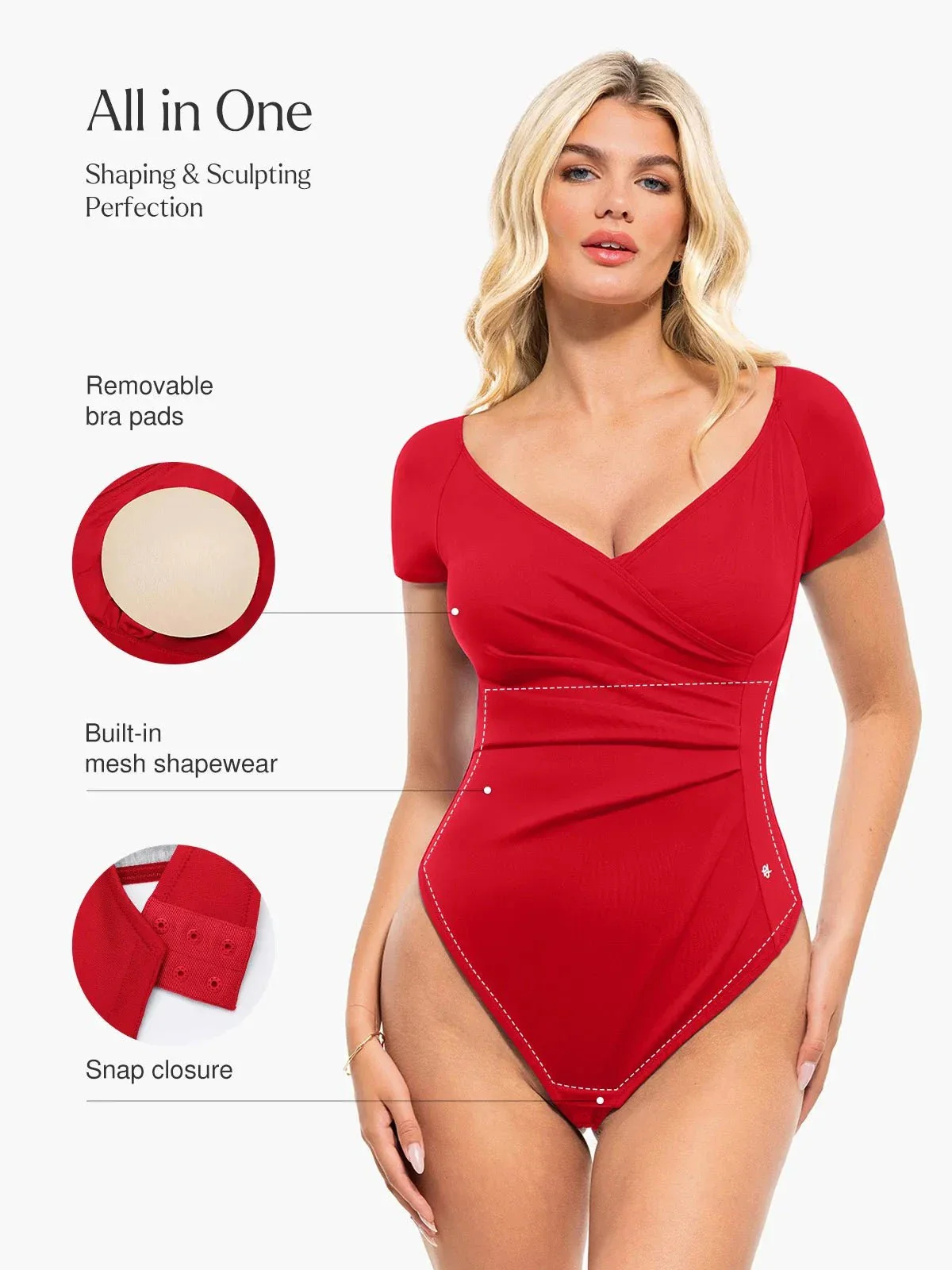 Shapewear Portrait Neckline Draped Sculpting Bodysuit - Image 9