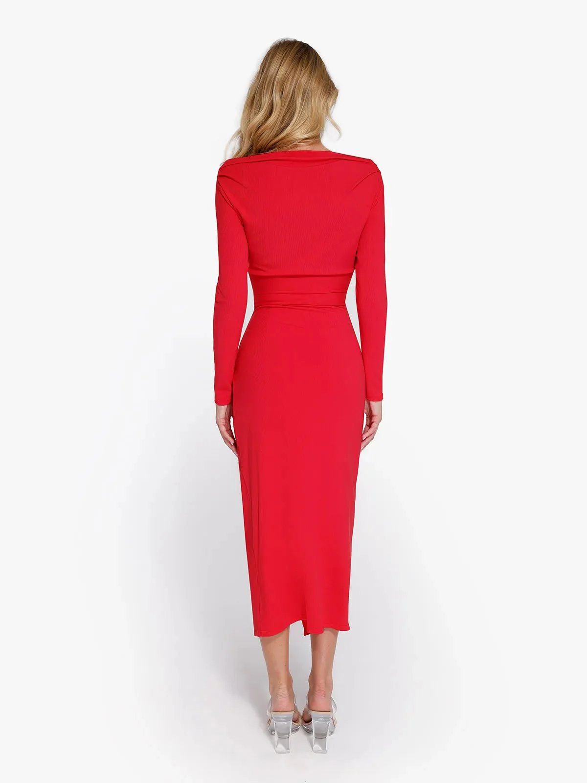 Shapewear Rib Modal Built In Sculpting Midi Wrap Skirt - Image 25