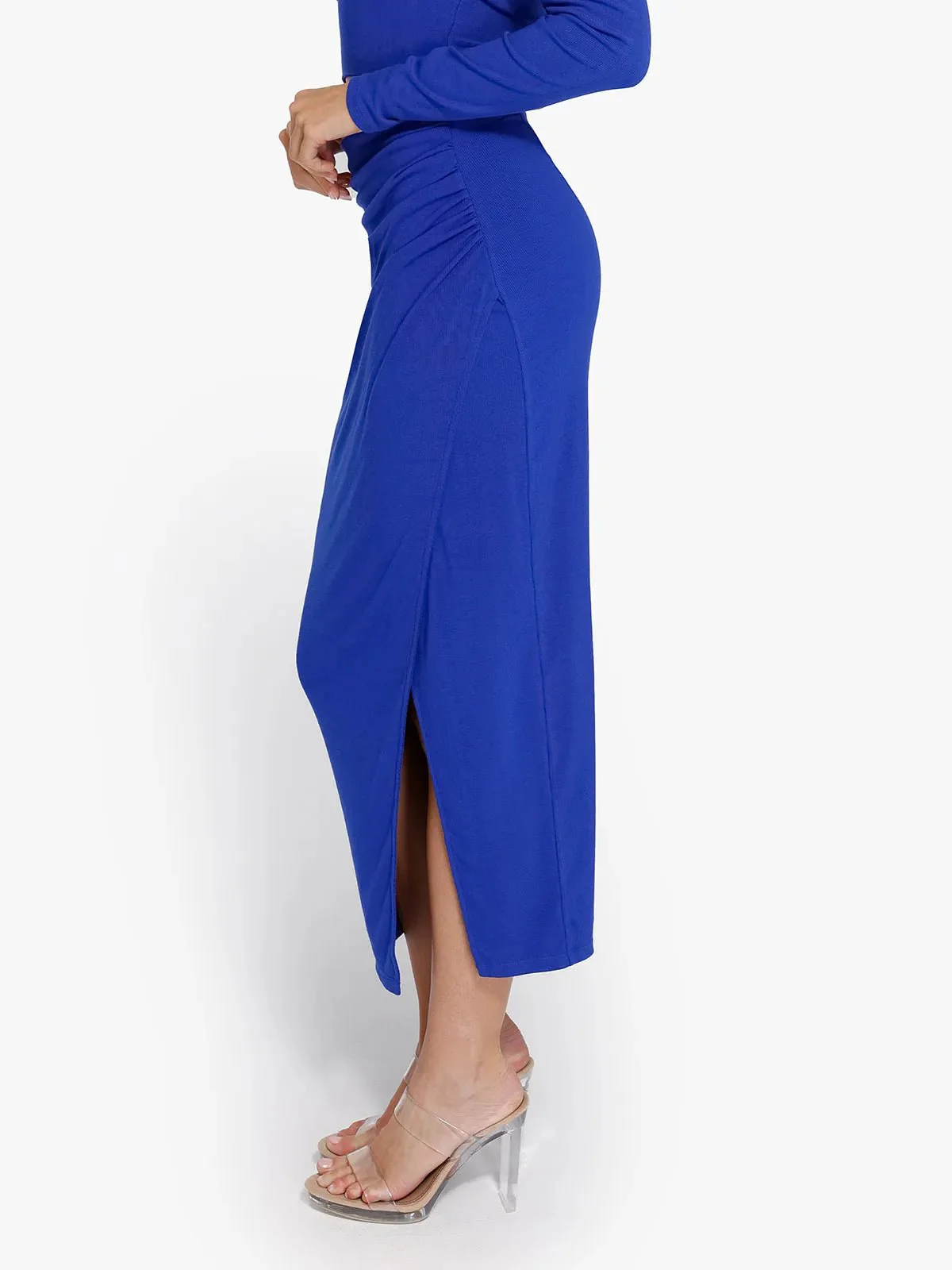 Shapewear Rib Modal Built In Sculpting Midi Wrap Skirt - Image 8
