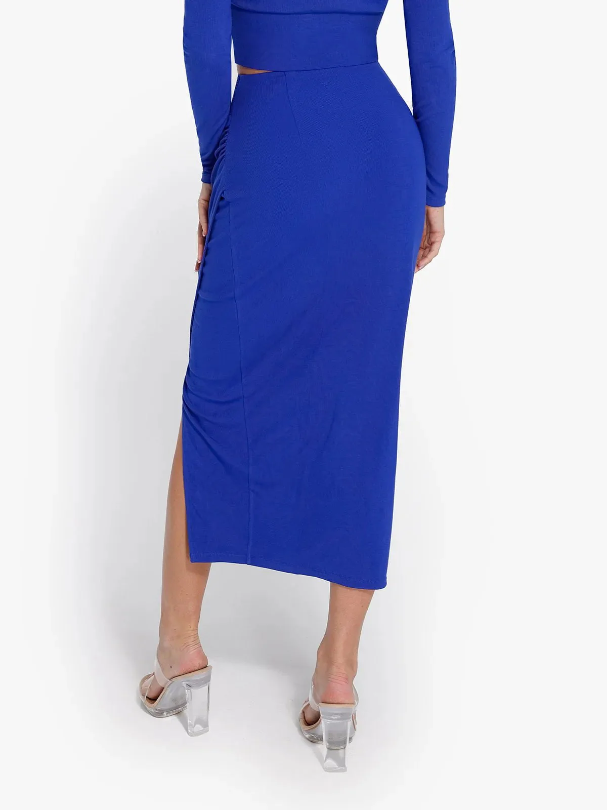 Shapewear Rib Modal Built In Sculpting Midi Wrap Skirt - Image 9