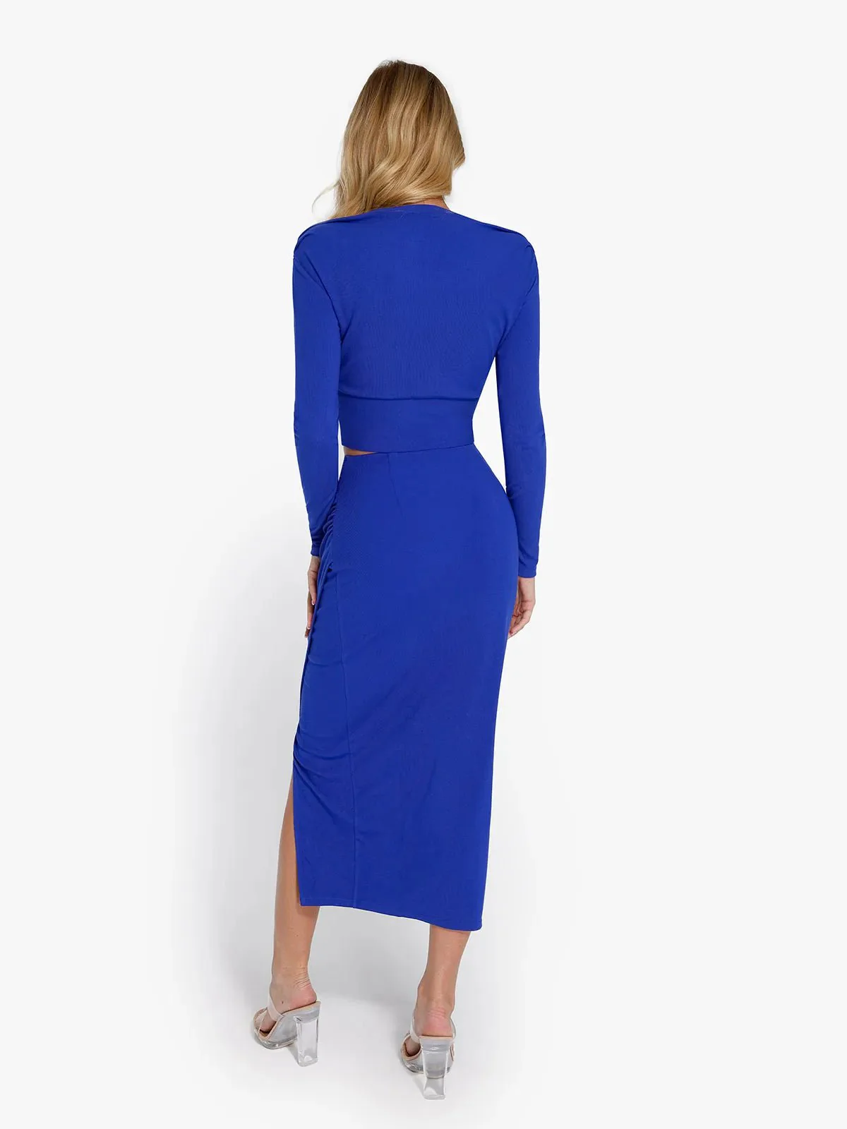 Shapewear Rib Modal Off-the-Shoulder Top Sculpting Skirt Set - Image 10