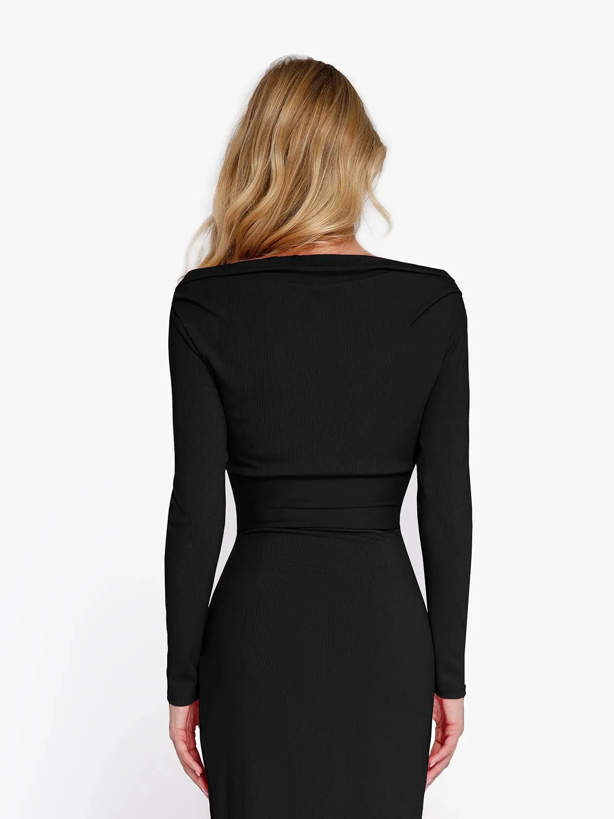 Shapewear Rib Modal Off-the-Shoulder Top Sculpting Skirt Set - Image 40
