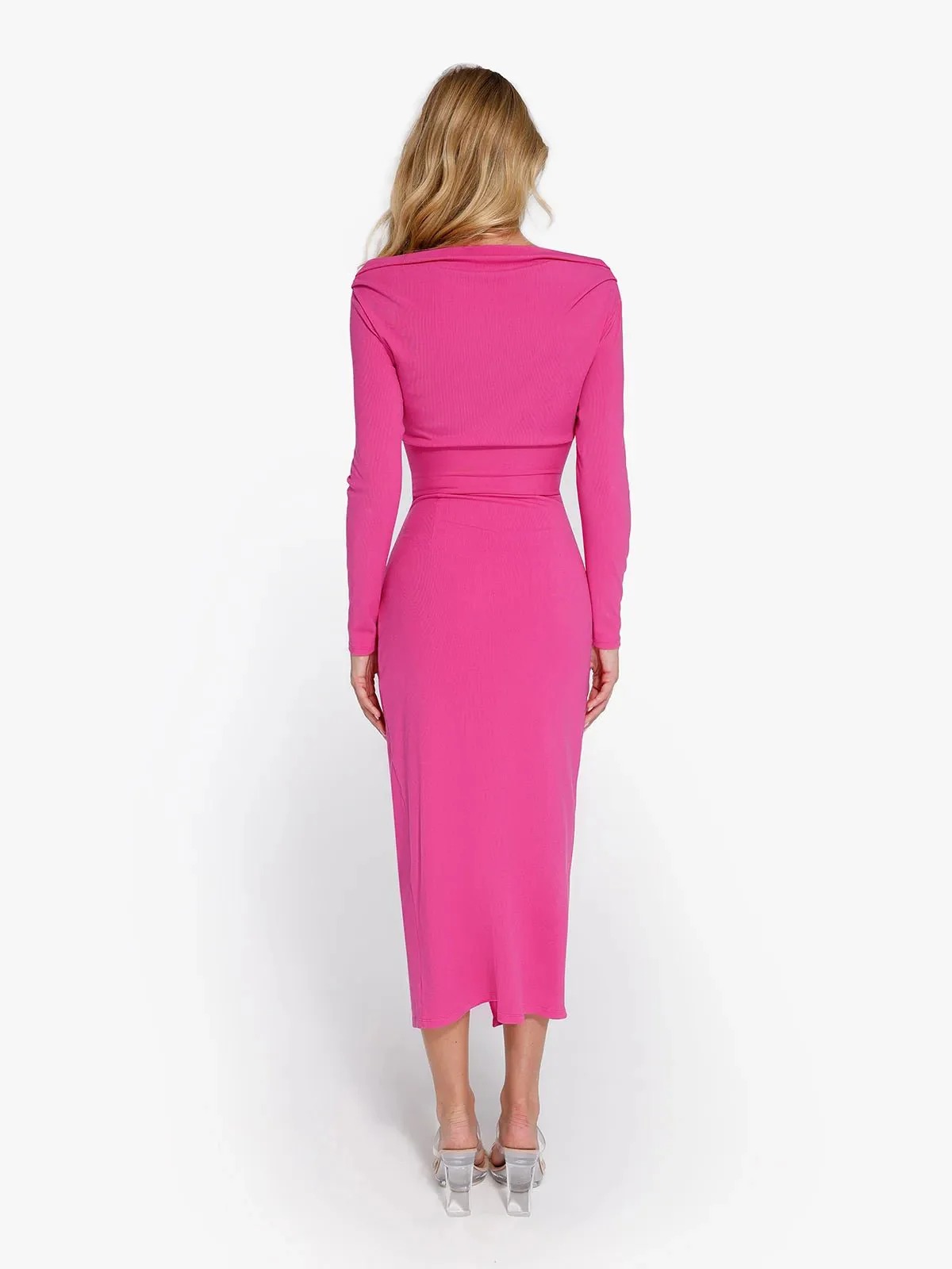 Shapewear Rib Modal Off-the-Shoulder Top Sculpting Skirt Set - Image 5