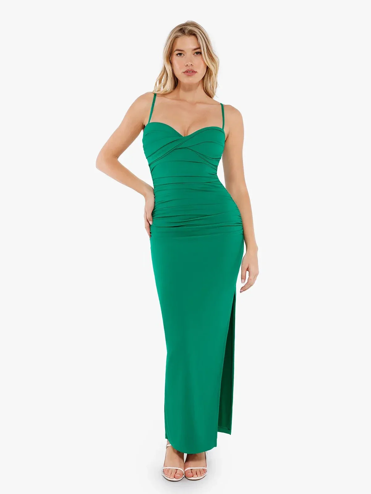 Shapewear Ruched Bias Twist Tummy Control Maxi Dress - Image 21