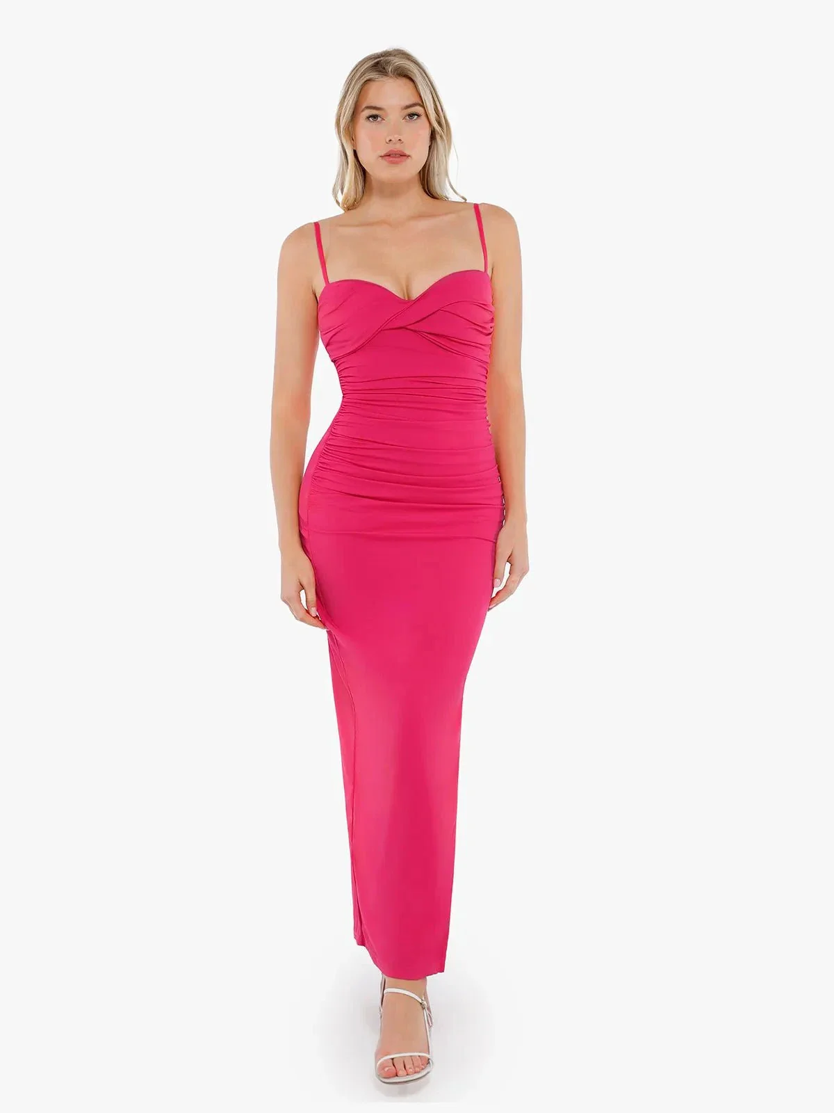 Shapewear Ruched Bias Twist Tummy Control Maxi Dress - Image 6