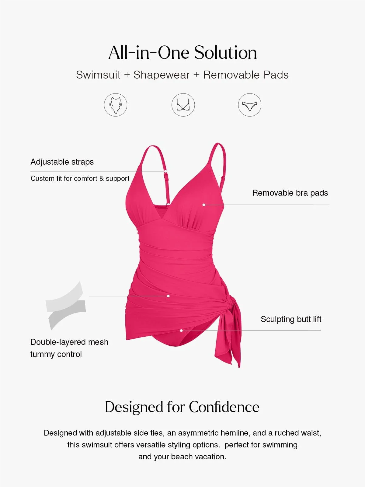 Shapewear Ruched Convertible One-Piece Swimsuit - Image 28