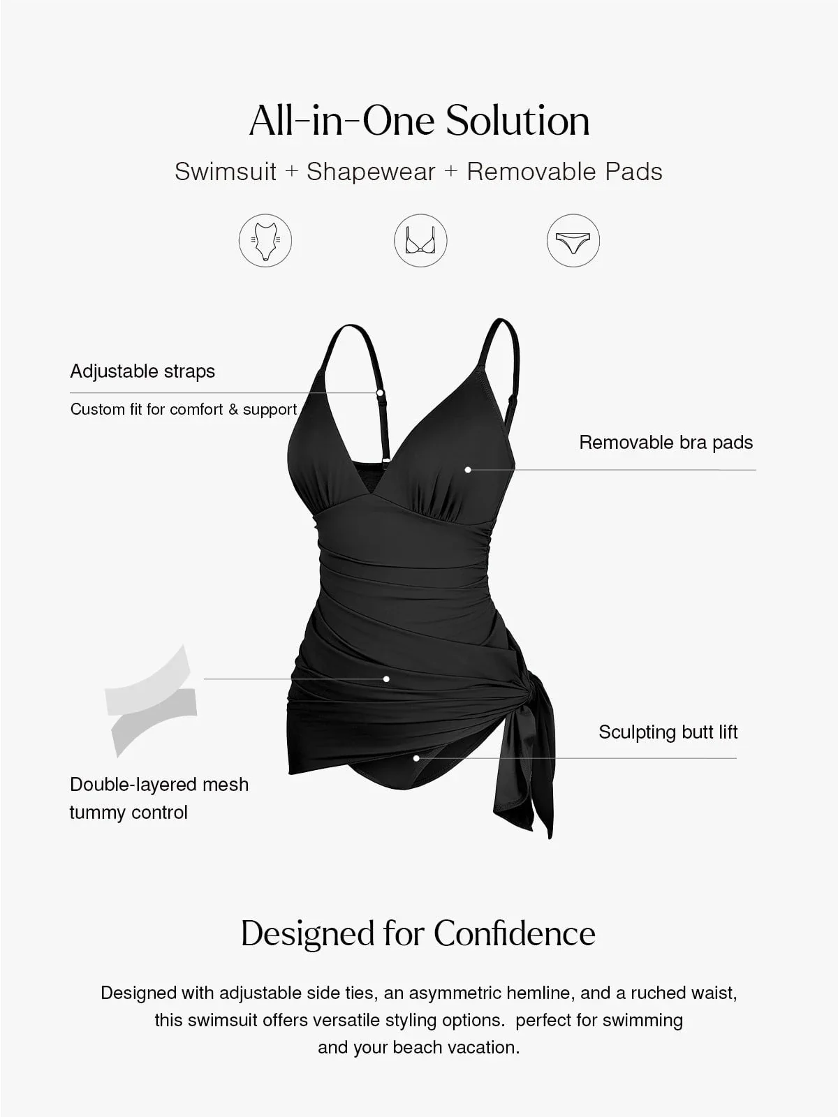Shapewear Ruched Convertible One-Piece Swimsuit - Image 4