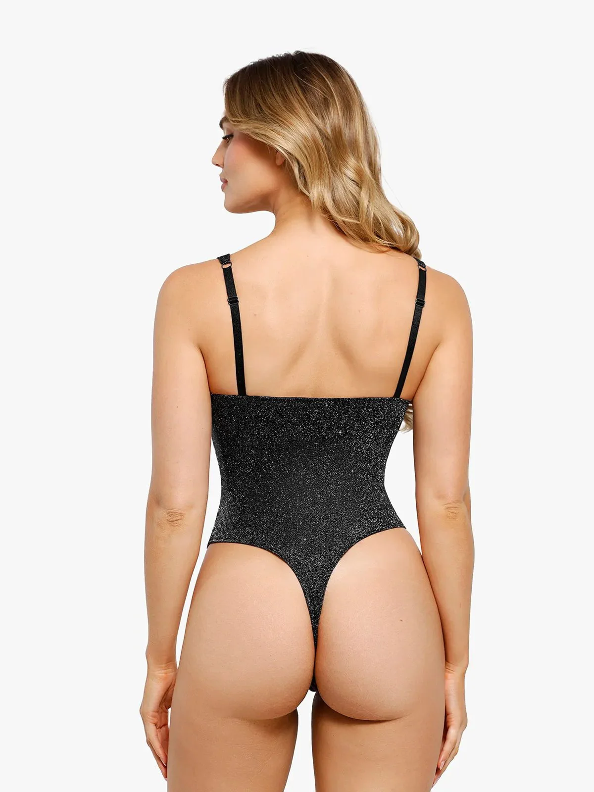 Shapewear Ruched Metallic Knit Square Neck Slimming Bodysuit - Image 5