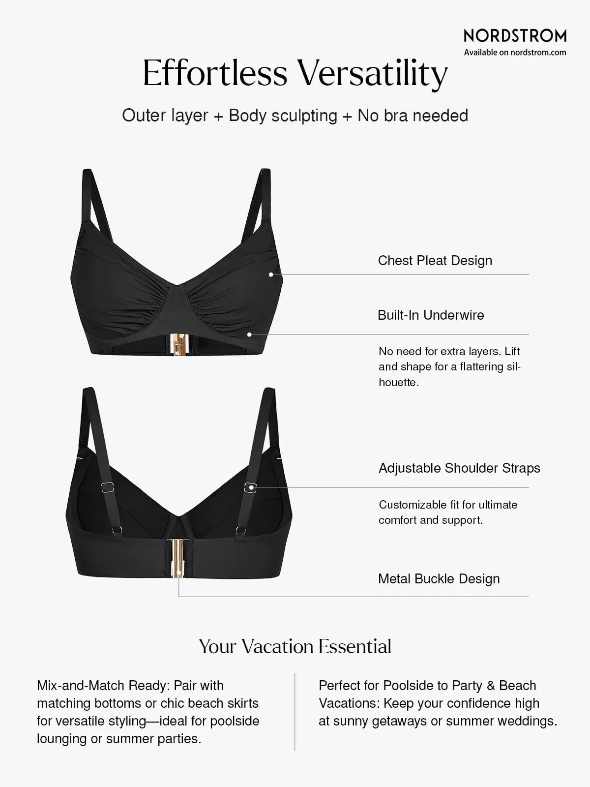 Shapewear Ruched Underwire Bikini Top - Image 2