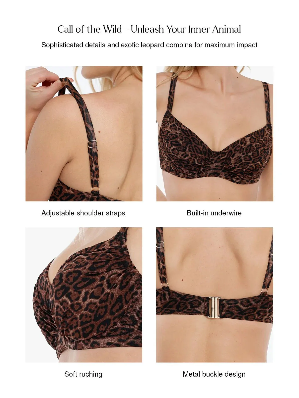 Shapewear Ruched Underwire Bikini Top - Image 3
