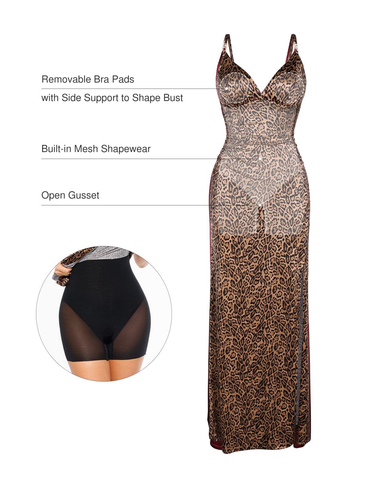 Shapewear Satin Deep-V Front Slit Maxi Dress - Image 12