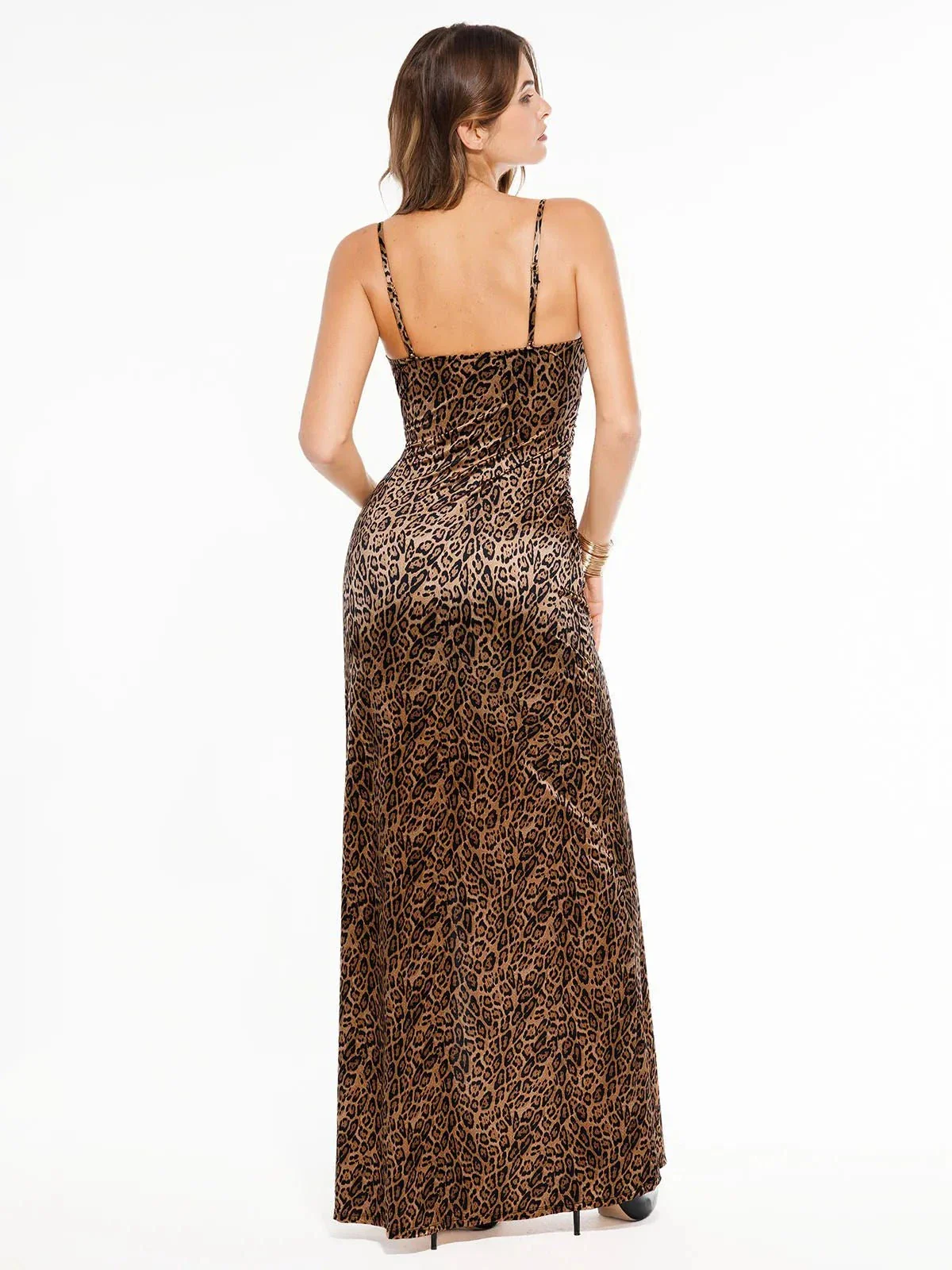 Shapewear Satin Deep-V Front Slit Maxi Dress - Image 14