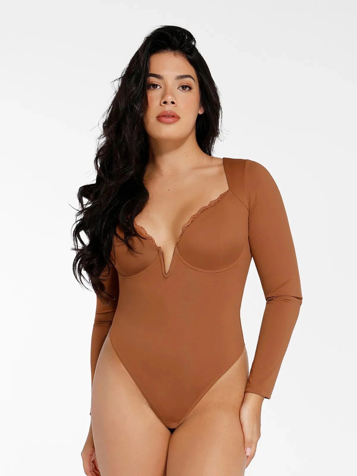 Shapewear Sculpting Lace Trim Bodysuit Midi Wrap Skirt Set - Image 13