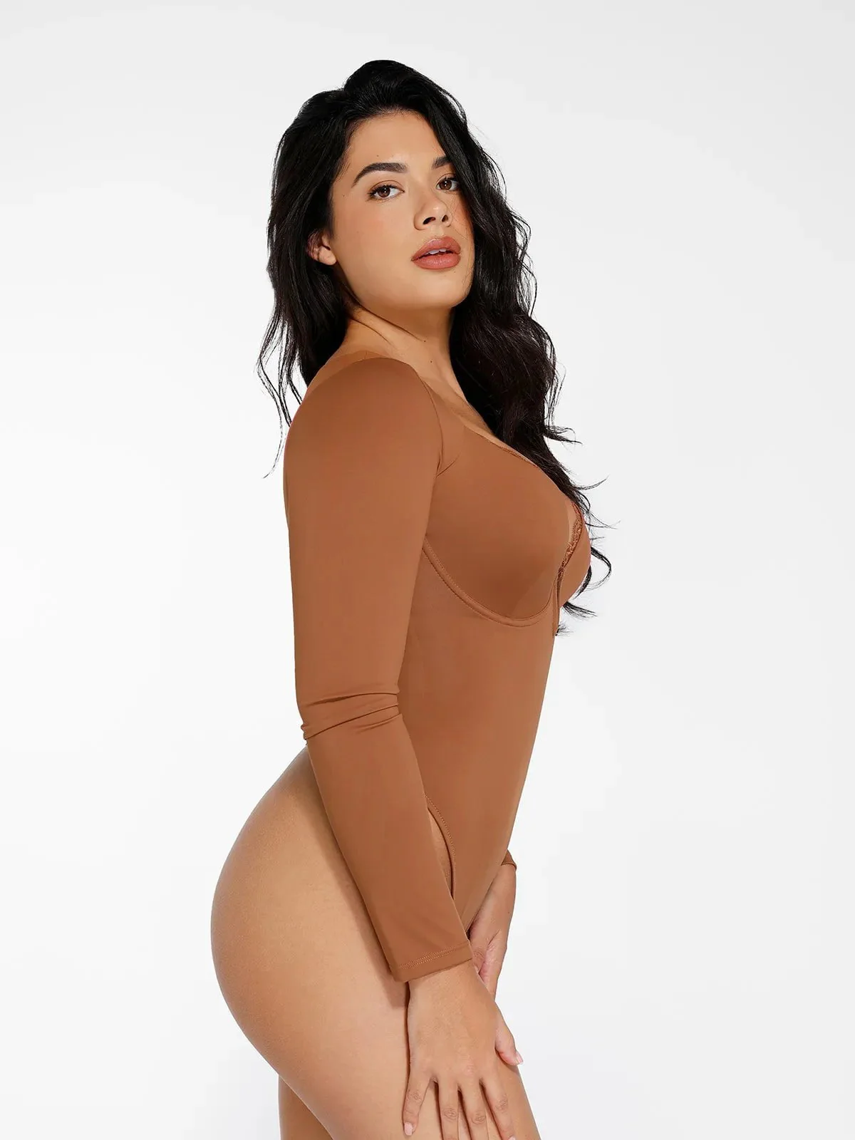 Shapewear Sculpting Lace Trim Bodysuit Midi Wrap Skirt Set - Image 14