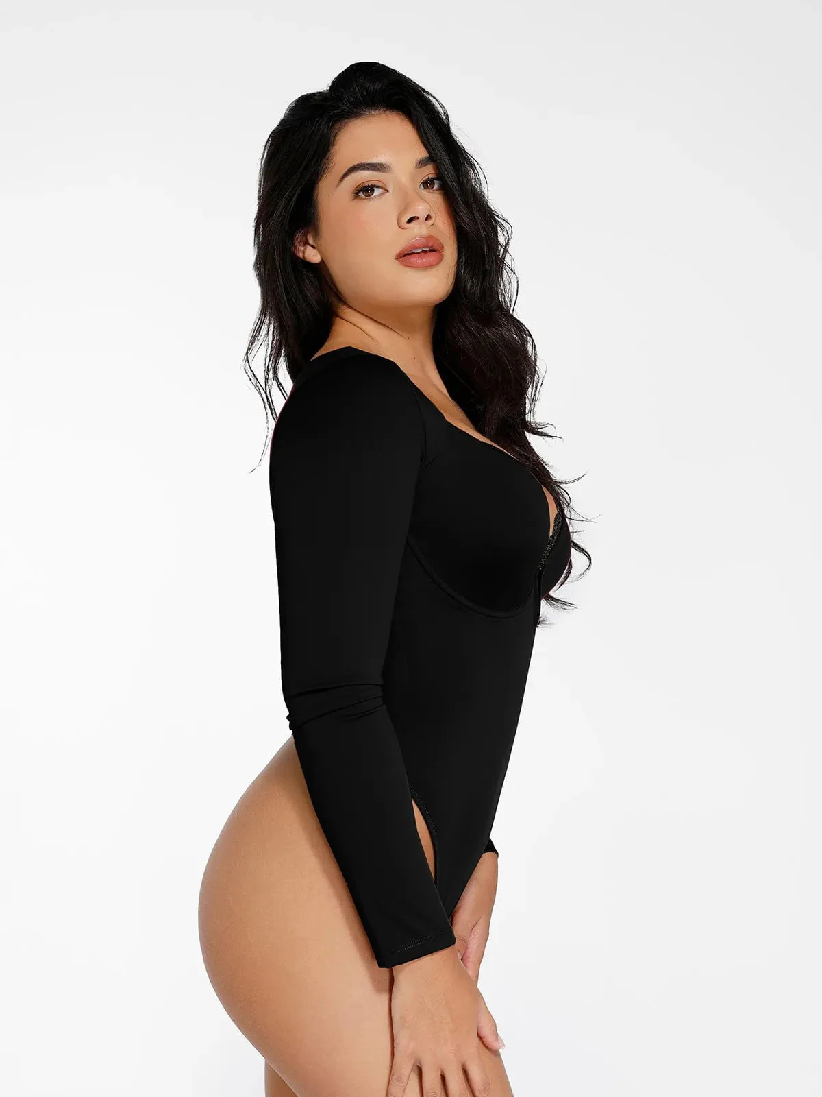 Shapewear Sculpting Lace Trim Bodysuit Midi Wrap Skirt Set - Image 6