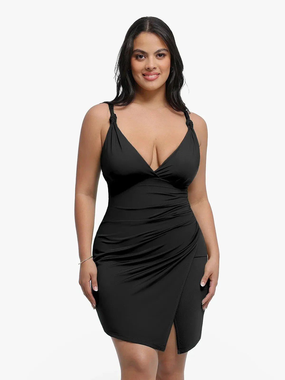 Shapewear Sculpting Side Slit Mini Dress - Image 2