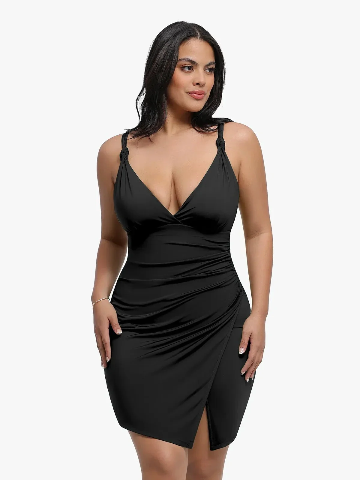 Shapewear Sculpting Side Slit Mini Dress - Image 9