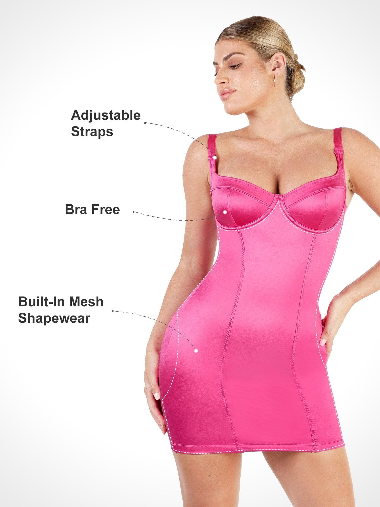 Shapewear Scuplting Satin Bustier Mini Dress For Insiders - Image 2