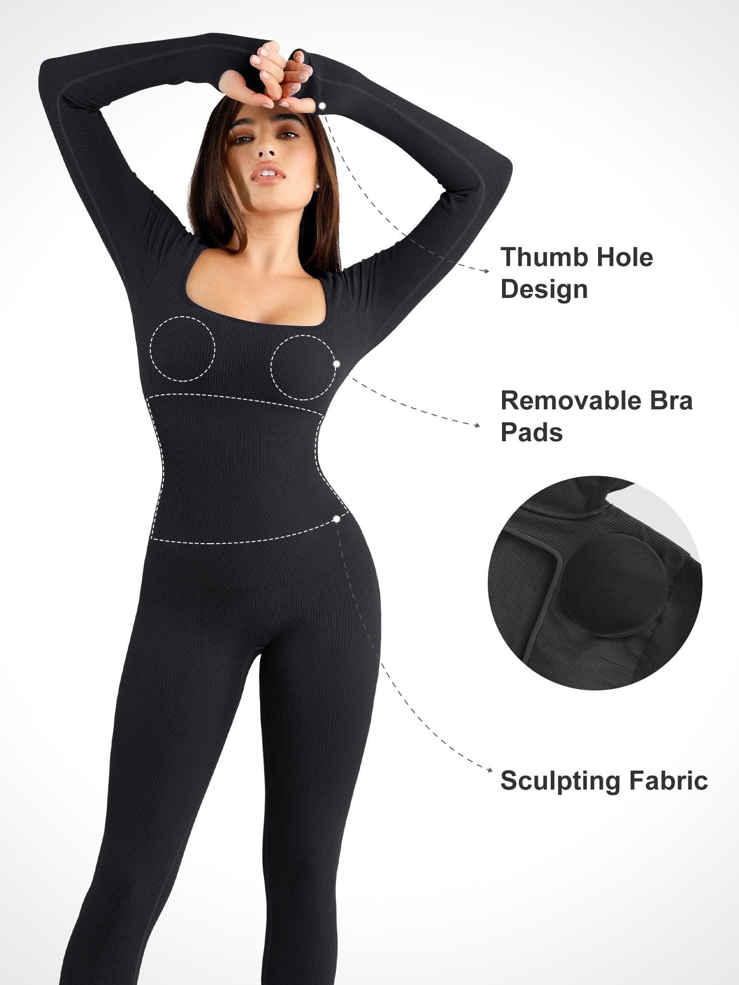 Shapewear Seamless Long Sleeve & Square Neck Sleeveless Jumpsuits - Image 13
