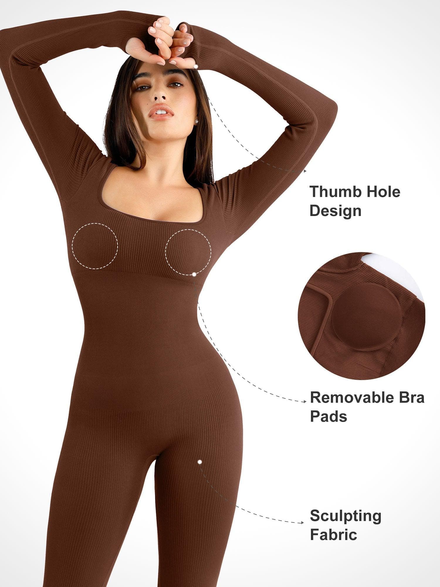 Shapewear Seamless Long Sleeve & Square Neck Sleeveless Jumpsuits - Image 2