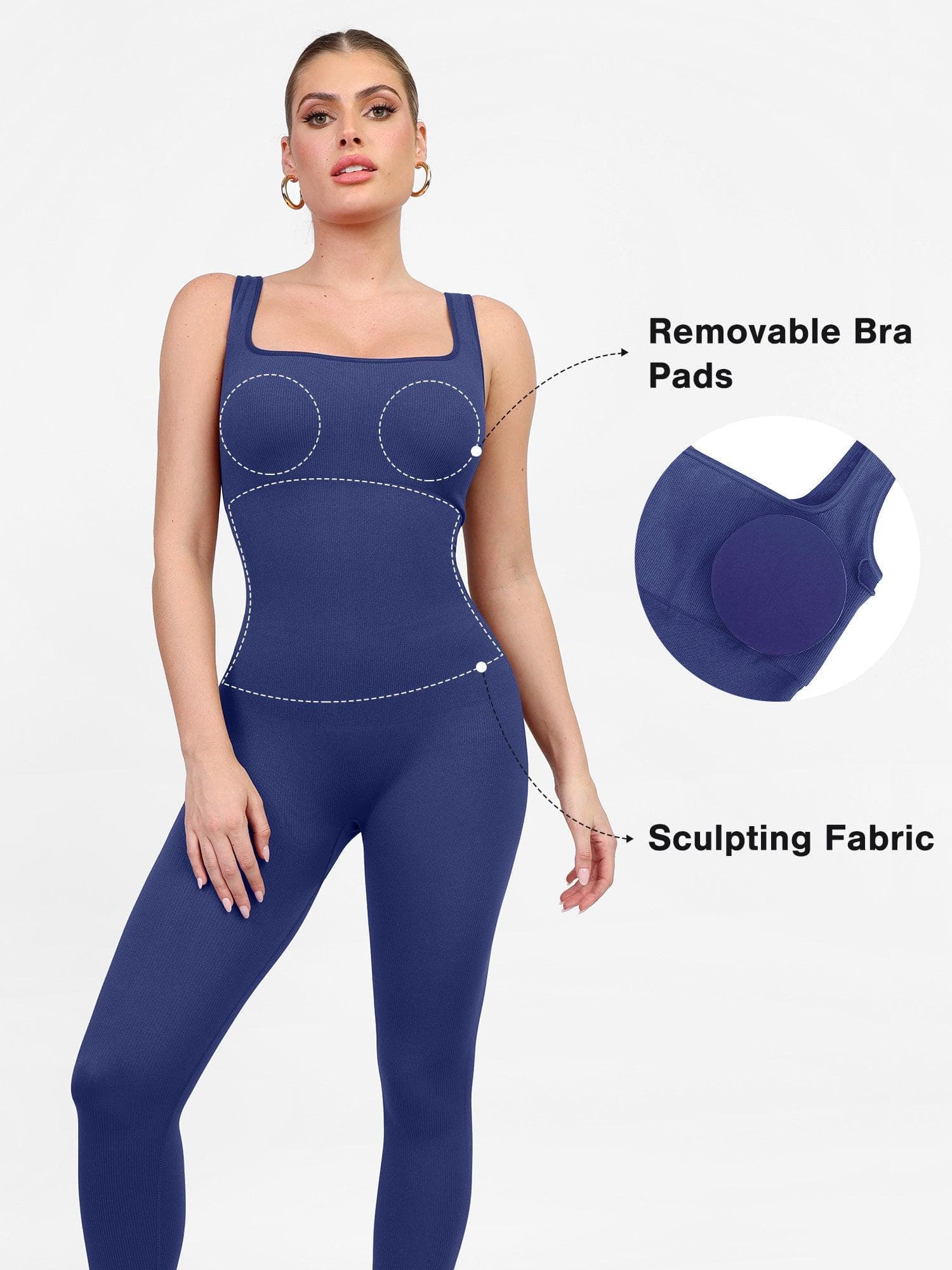 Shapewear Seamless Long Sleeve & Square Neck Sleeveless Jumpsuits - Image 47