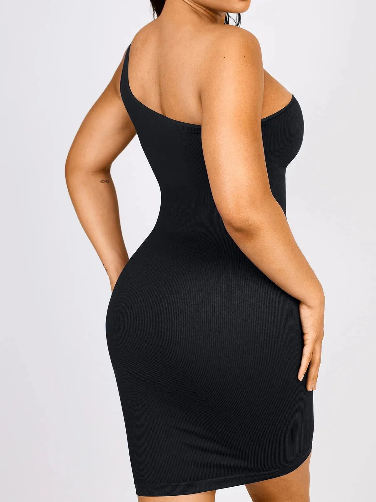 Shapewear One Shoulder Bodycon Mini Dress - Image 5