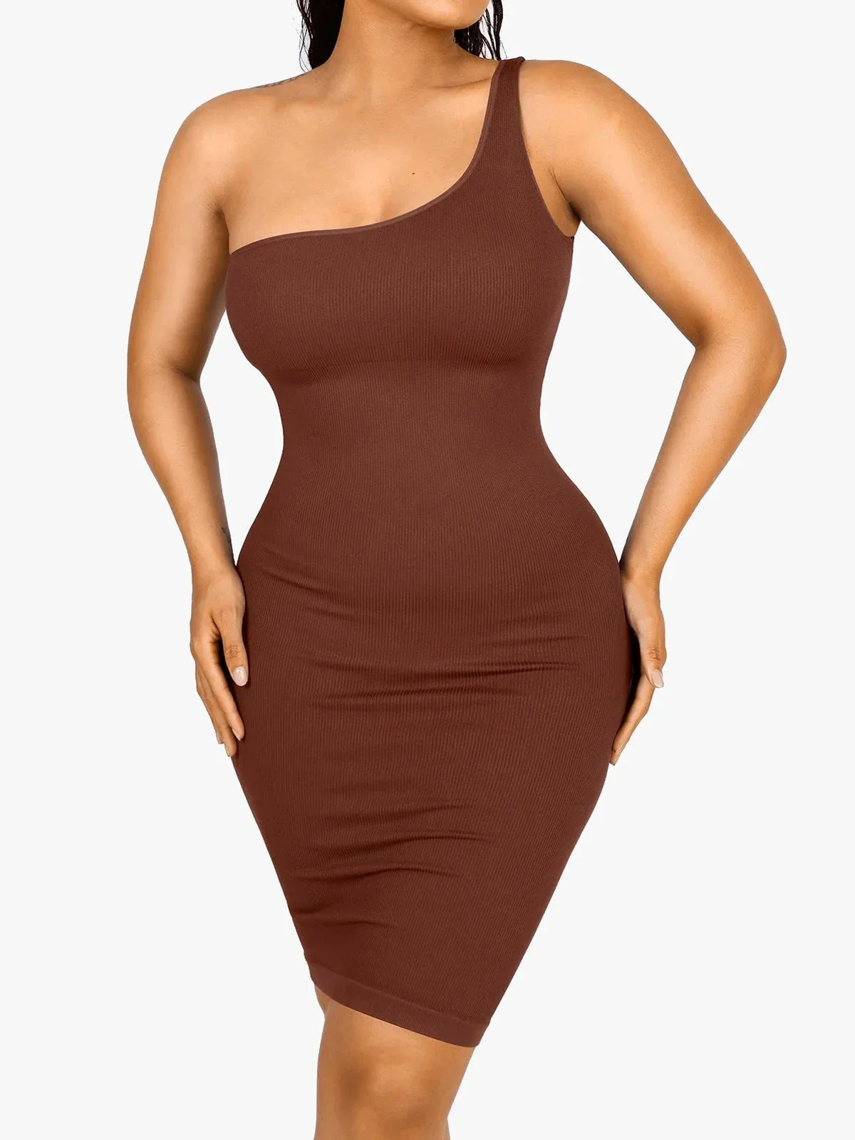 Shapewear One Shoulder Bodycon Mini Dress - Image 18