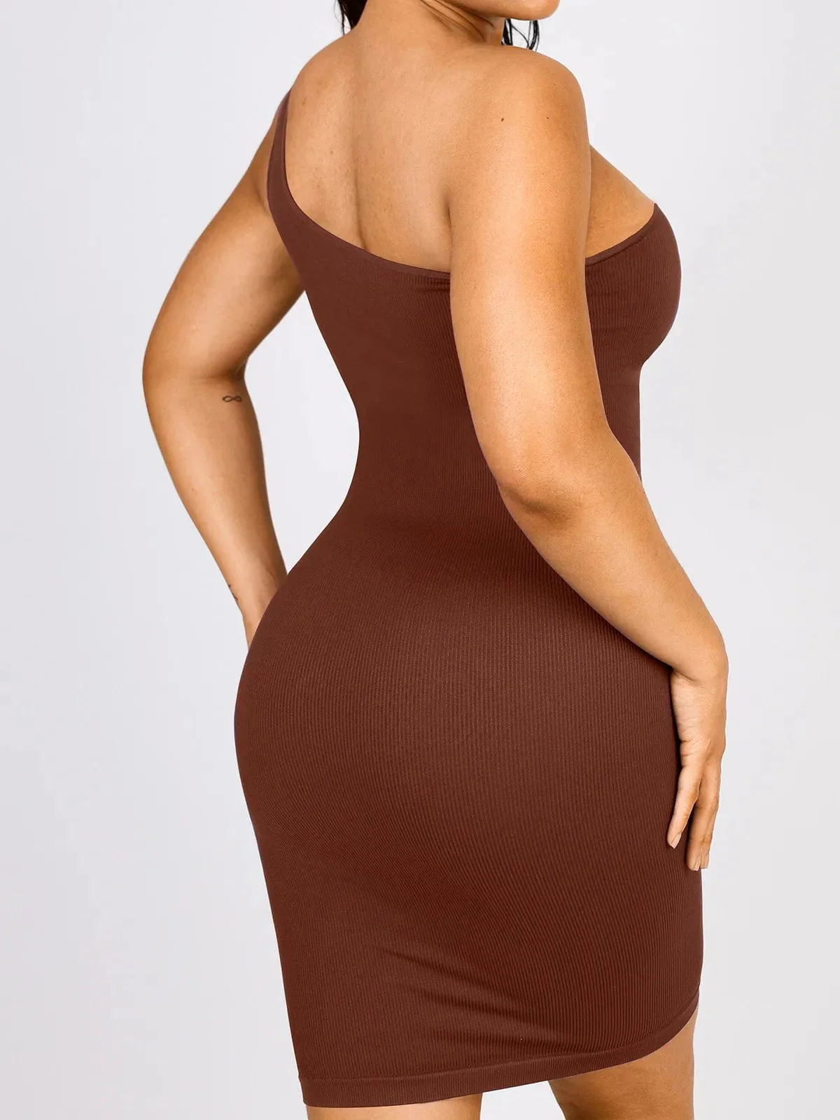 Shapewear One Shoulder Bodycon Mini Dress - Image 21