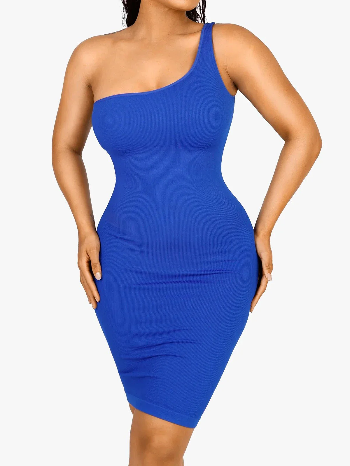 Shapewear One Shoulder Bodycon Mini Dress - Image 10