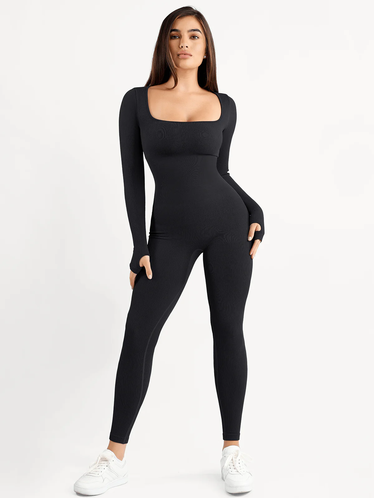 Shapewear Seamless Thumb Hole Long Sleeve Jumpsuit - Image 20