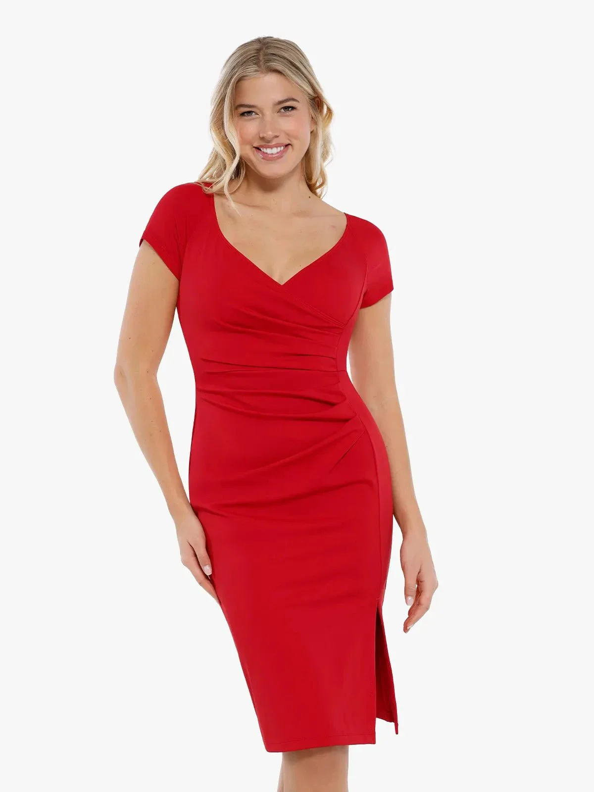 Shapewear Short Sleeve Perfect Form Sheath Dress - Image 16