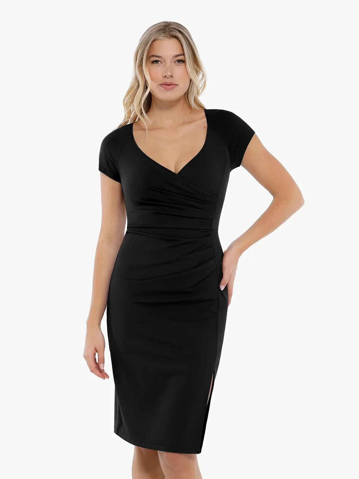 Shapewear Short Sleeve Perfect Form Sheath Dress - Image 9