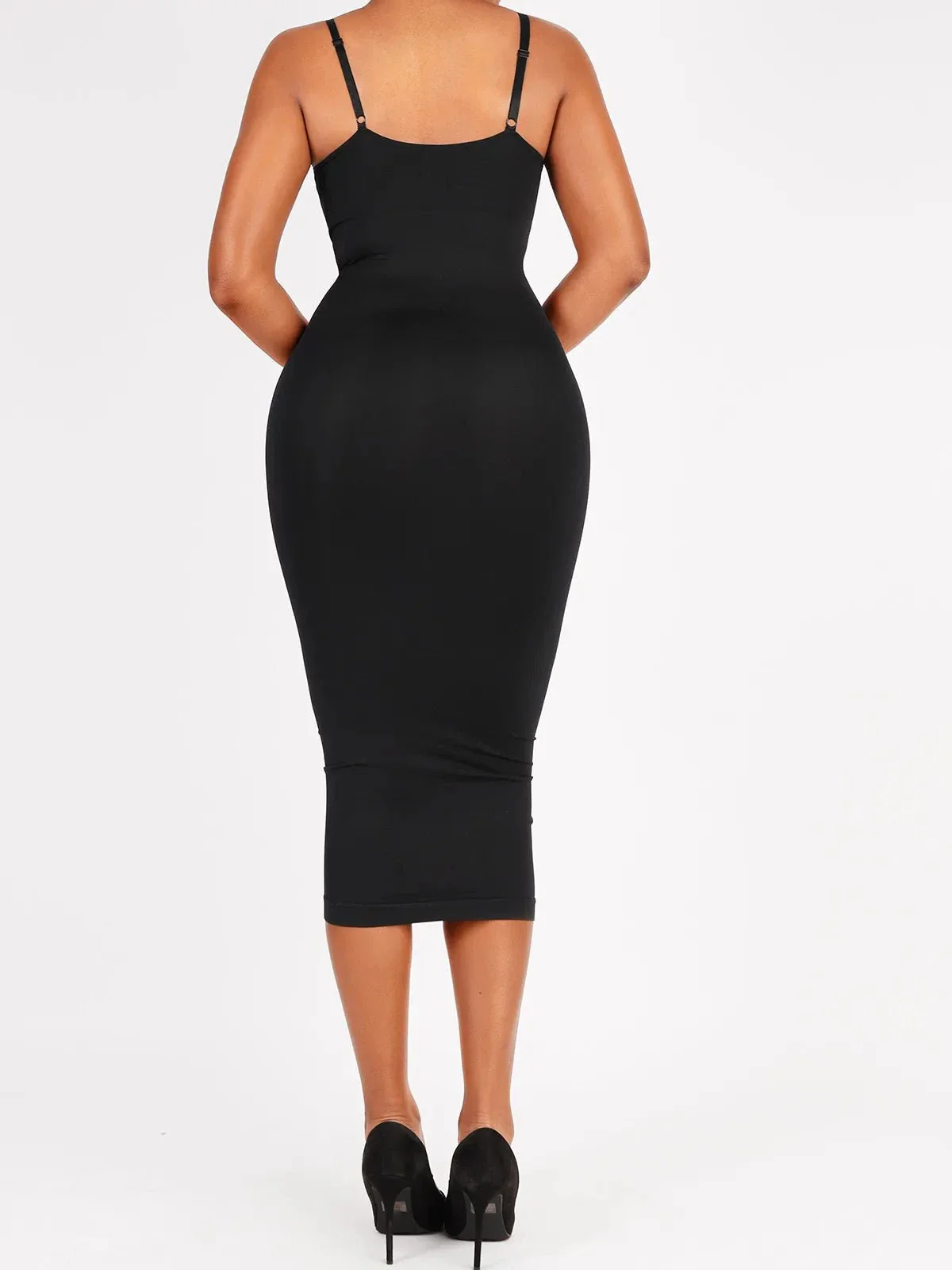 Shaper Eco-Friendly Spaghetti Strap V-Neck Seamless Dress - Image 12