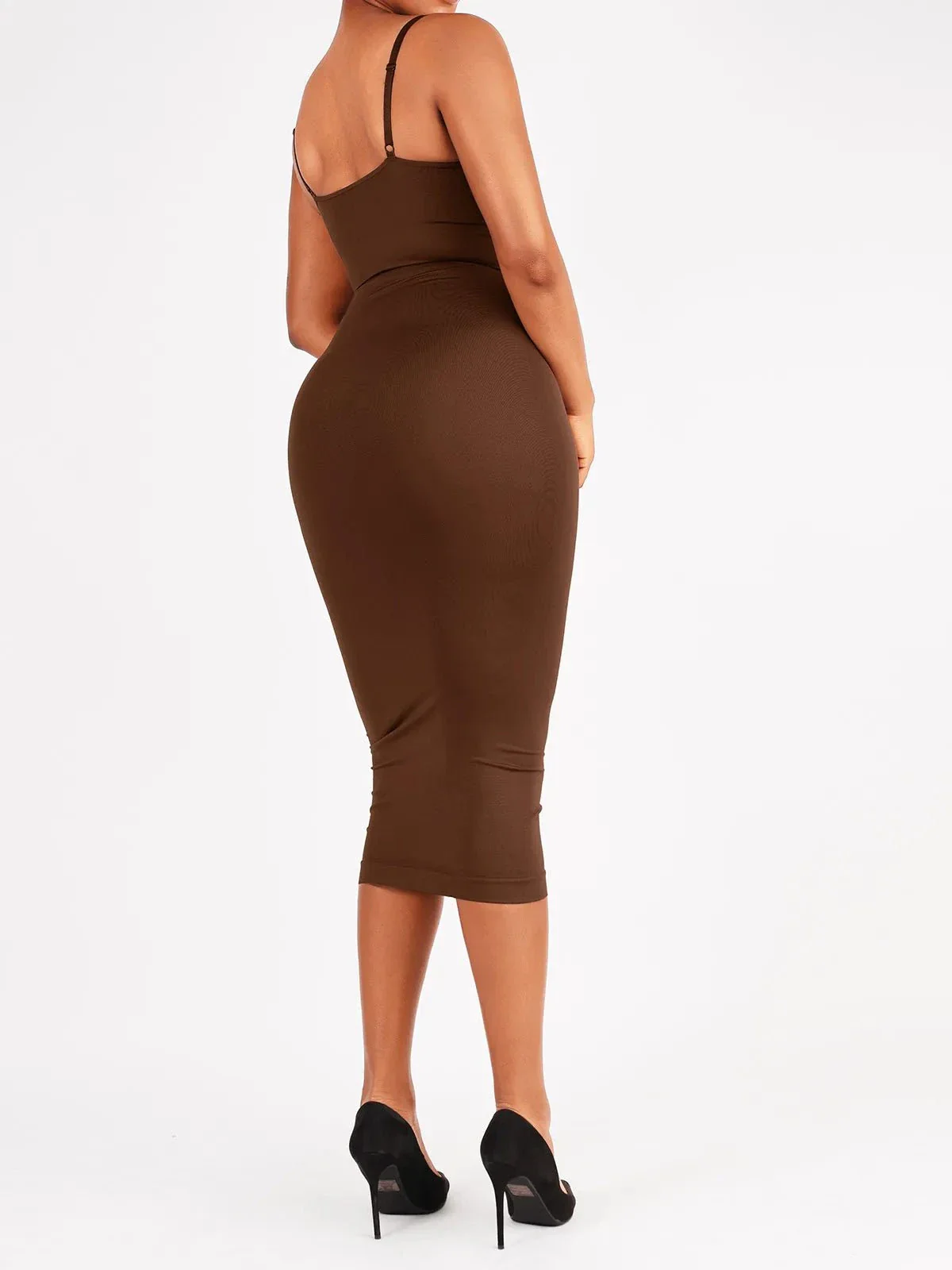 Shaper Eco-Friendly Spaghetti Strap V-Neck Seamless Dress - Image 16