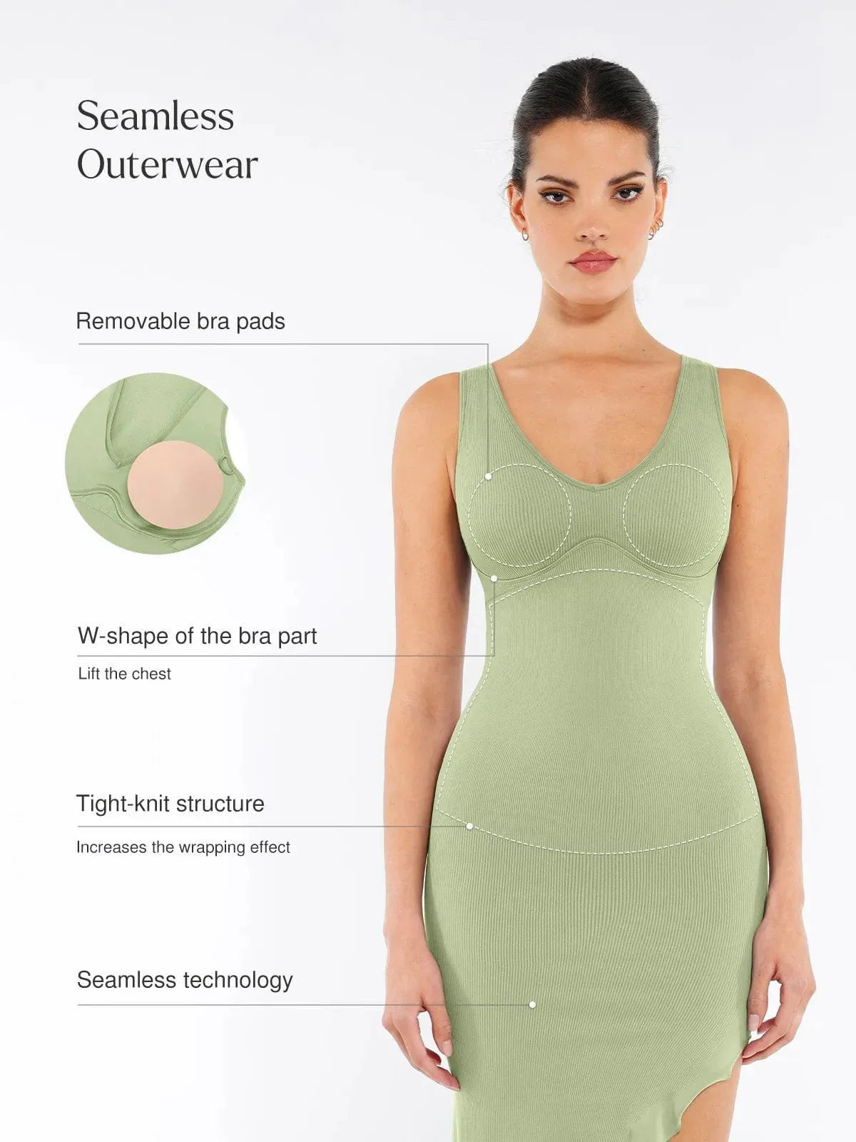 Shapewear Seamless Sleeveless Irregular Ruffled Hem Dress - Image 3