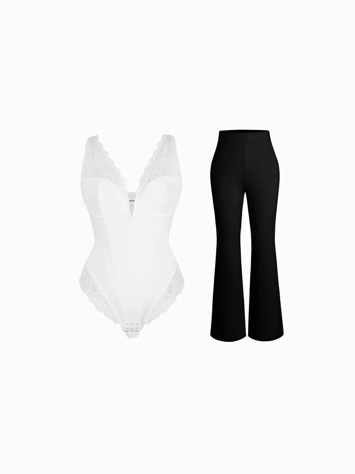 Day To Night Set Tummy Control Bodysuit Built-in Shapewear Pants - Image 10