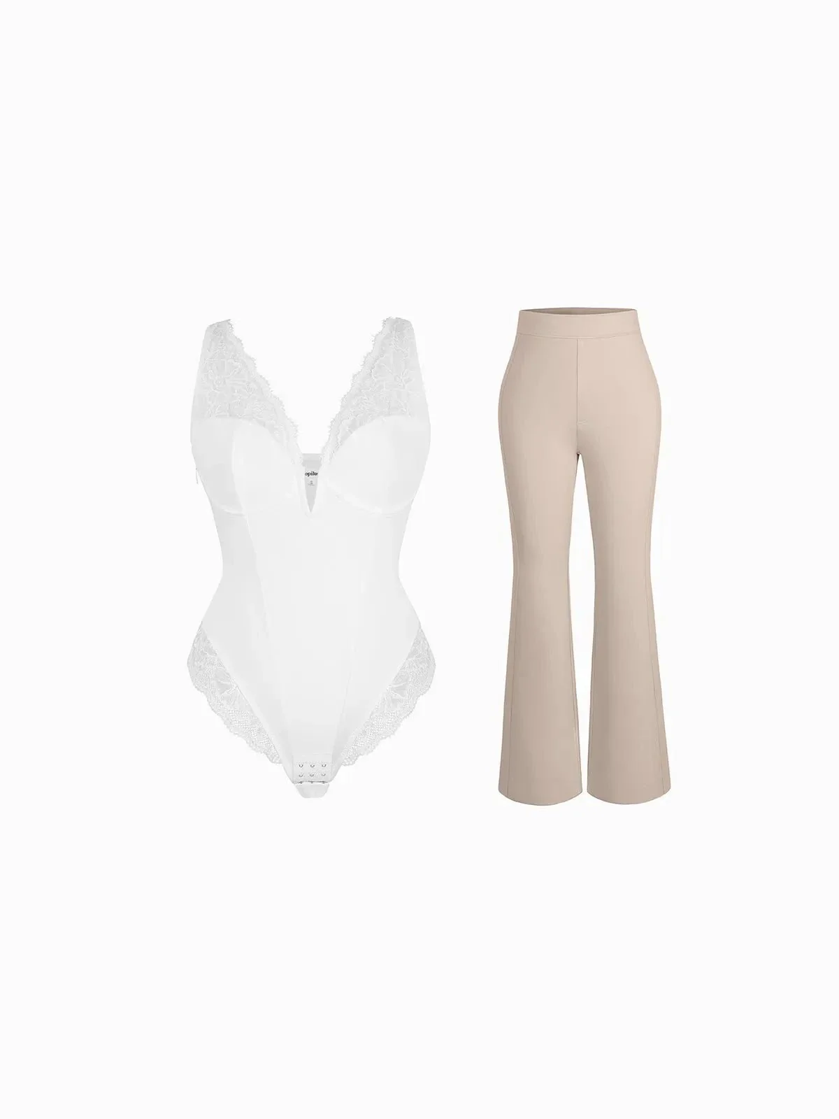 Day To Night Set Tummy Control Bodysuit Built-in Shapewear Pants - Image 11