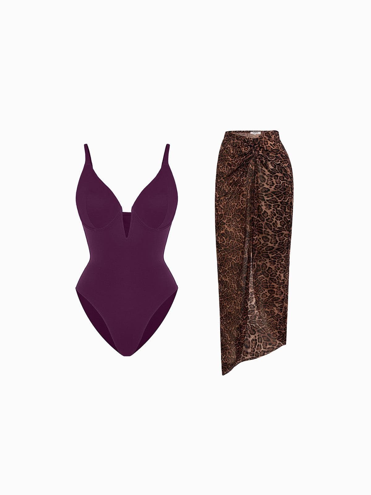 Shapewear Slimming One-Piece Swimsuit Mesh Coverup Set - Image 11